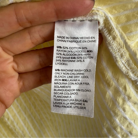 Chico's Light Yellow Striped Button Down Shirt, Tunic Shirt Size:4 USA 20/22 - Picture 11 of 13